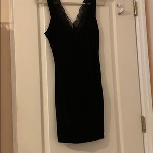 Black Lace Trim Mini Dress